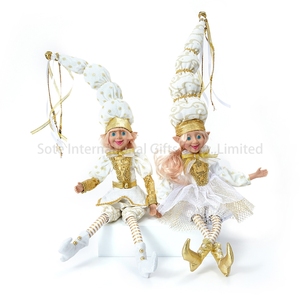 SOTE Naughty Xmas peluche elfo juguetes hogar interior oro blanco elfo hadas muñecas dos pareja mixta Navidad peluche elfos - Product Image 3