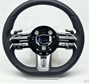 Volant sport en fibre de carbone forgé à fond plat avec palettes de changement de vitesse chauffantes pour Mercedes A45 C63 W177 W205 - Product Image 1