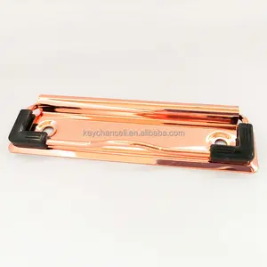 Proveedor de Guangdong logotipo personalizado 100mm oro rosa clip tablero metal portapapeles clip para carpeta de archivos