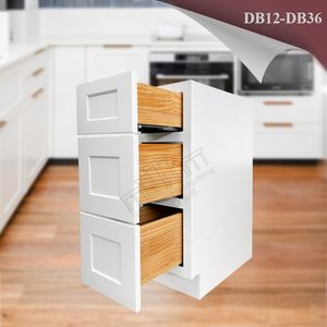In magazzino DB12-DB36 durevole legno massello armadi da cucina bianco Base cucina armadi con cassetti In legno RTA <span class=keywords><strong>3</strong></span> cassettiera - Product Image 1