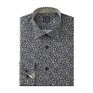 Chemise boutonnée décontractée à manches longues pour homme, 100 % coton popeline, imprimée numériquement, écologique, idéale pour le bureau et les affaires - Product Image 1