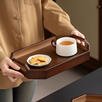 Plateau alimentaire décoratif en bois, plateau de service aux coins arrondis pour la maison, le café, le restaurant, l'hôtellerie