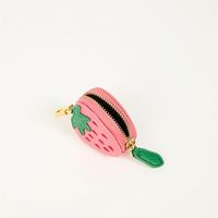 Dompet Koin Buah Kulit PU Stroberi Lemon Apel Berkualitas Tinggi, Gantungan Kunci, Aksesoris Tas