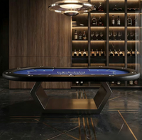 Table de poker ovale personnalisée Texas à vendre, position du croupier incluse, feutre bleu pour salle de jeux, club, hôtel