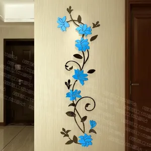 Rose Acrylic 3D Pha Lê Đề Can Phòng Khách Nền Tường Hoa Trang Trí Tường Sticker