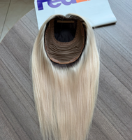 Perruque en Soie pour Femme, Effet Cuir Chevelu, 16 Pouces, Cheveux Humains, Clip-in, Expédition Mondiale, T7/Blanc