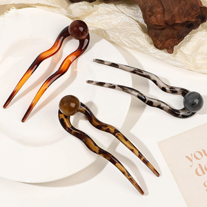 Venta al por mayor Pc perla palillos del pelo en forma <span class=keywords><strong>de</strong></span> U moda grande ámbar niñas horquillas acrílico chino accesorios para el cabello <span class=keywords><strong>de</strong></span> las mujeres - Product Image 4