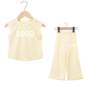 Set di <span class=keywords><strong>Abbigliamento</strong></span> Personalizzato per Ragazze, Completo Estivo Senza Maniche in Poliestere, Outfit in Due Pezzi per Bambine, Vendita all'Ingrosso di <span class=keywords><strong>Abbigliamento</strong></span> per Bambini - Product Image 3
