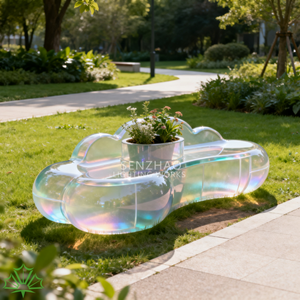 Sofá de Acrílico Iridiscente Moderno Senzhao, Personalizable, para Exteriores, Parques y Jardines, con Maceta - Product Image 2