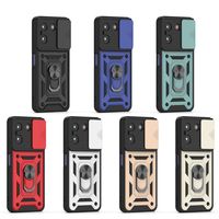 Coque de téléphone pour ITEL A70 A60 A60S S24 S23 PLUS, coque de téléphone antichoc avec cache-objectif coulissant et béquille magnétique