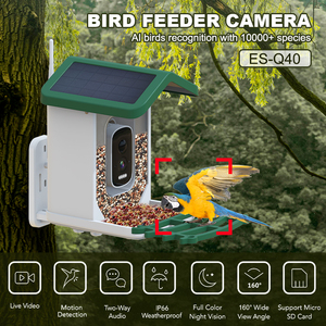 Mangeoire intelligente extérieure pour les amoureux des oiseaux regardant des cadeaux Panneau solaire Mangeoire à oiseaux pour animaux de compagnie Caméra AI Reconnaissance HD Smart Bird <span class=keywords><strong>Watcher</strong></span> - Product Image 3