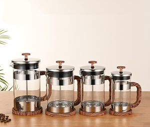 Vente en gros poignée de <span class=keywords><strong>grain</strong></span> de bois théière en verre borosilicate et cafetière French Press cafetière - Product Image 6