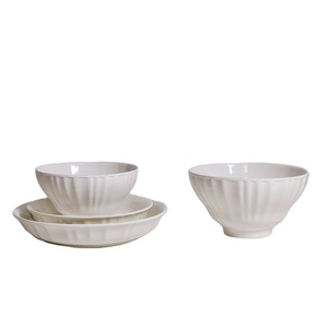 Assiette et Bol en Céramique <span class=keywords><strong>Bordeaux</strong></span> Français CEC-415 de Marque CEC, en Dentelle Blanche Pure Embossée, Origine Henan, pour Fêtes et Hôtels - Product Image 1