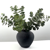 Ventes en gros de plantes artificielles en soie verte de haute qualité à tige unique, feuilles d'eucalyptus artificielles pour décoration intérieure, pot, vase, décoration de mariage