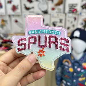 Parche de Lentejuelas de 3 Pulgadas con el Escudo del Estado de Texas, Colores de la Fiesta de los San <span class=keywords><strong>Antonio</strong></span> Spurs, Parches Bordados Termoadhesivos para Gorras y Sombreros, DIY - Product Image 6