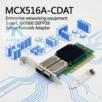 Adaptateur Ethernet filaire Mellanox CX-5 100GbE QSFP28 2 ports PCIe 4.0x16 pour serveur MCX516A-CDAT en stock