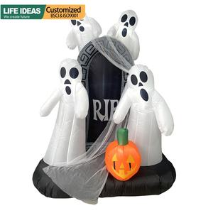 हेलोलिन ने 6 फीट हेलोलीन इंफ्लेटेबल स्मूकी भूत को टोम्बस्टोन और एलईडी लाइट के साथ उड़ा दिया - Product Image 6