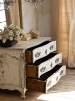 Table de toilette autoportante de style français de luxe en bouleau massif à 3 tiroirs avec panneaux en contreplaqué pour chambre à coucher, salon et décoration intérieure