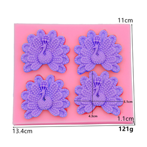 Moule en silicone 3D pour pâtisserie, biscuits, gâteaux et fondant, motif paon masculin classique et populaire avec plumes de queue déployées - Product Image 2
