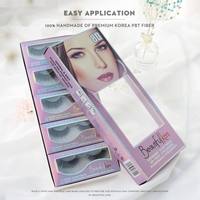Faux cils en fourrure de vison réutilisables semi-faits à la main, cils 3D effet naturel, 10 paires, doux, épaisseur 0,10 mm, plateau inclus