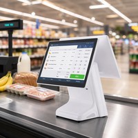 Sistema POS Todo en Uno Blanco Minimalista de 15.6 Pulgadas, Chip RK3568 de Alto Rendimiento, Sistema Operativo Android 11, Bluetooth 5.2, NFC, Wi-Fi 6 para Cafeterías Modernas