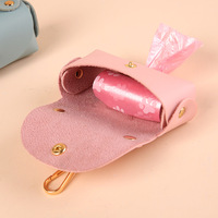 Distributeur de sacs à déjections canines en cuir de luxe, portable et élégant pour les voyages