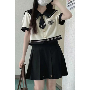 Conjunto de uniforme escolar japonés para niñas, traje de marinero con falda corta para estudiantes, uniforme informal con mangas de princesa de spandex - Product Image 1