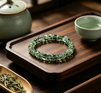 Bracelet tendance en perles facettées de cristal vert naturel et strass, texture glacée, bijou unisexe, cadeau