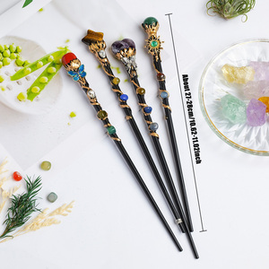 Vente chaude artisanale cristal baguette magique sphère en pierre naturelle avec manche en bois conçu pour les enfants cadeau - Product Image 2