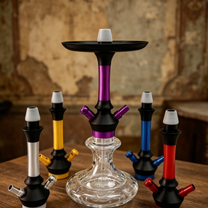 Chicha moderne à double tuyau en alliage d'aluminium, ensemble de fumage, options de couleurs violet et rouge, design droit - Product Image 5