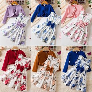 Conjunto <span class=keywords><strong>de</strong></span> Ropa para Niñas <span class=keywords><strong>de</strong></span> 3 a 8 Años, Chaqueta <span class=keywords><strong>de</strong></span> Manga Larga a la Moda, Vestido Floral, Conjunto para Adolescentes - Product Image 3