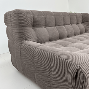 <span class=keywords><strong>Sofa</strong></span> dua dudukan cokelat modern untuk ruang tamu, berbahan <span class=keywords><strong>corduroy</strong></span> tanpa rangka, dengan busa vakum tekan, terkompresi. - Product Image 4