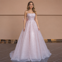 Robe de soirée rose poudré à sequins, style robe de bal, bretelles spaghetti, corset, nœud en satin surdimensionné, tulle, pour soirée, fournisseur personnalisé, vente en gros