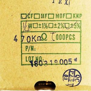 Factory Direct CF1/4W-470Kohm5% T52 1/4W Resistors Carbon Film Resistors 470Kohm 5% 1/4W - Product Image 1