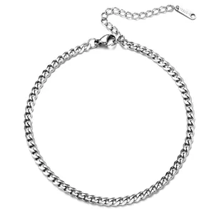 Unisex Waterproof Classic Style Stainless Steel Cuban Chain Anklet Fashion Jewelry Stainless Steel Anklet