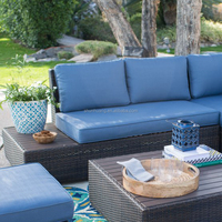 Ensemble de canapés de jardin modernes, bon marché et au design simple, canapés modulaires en osier et rotin imperméables pour le patio et le salon