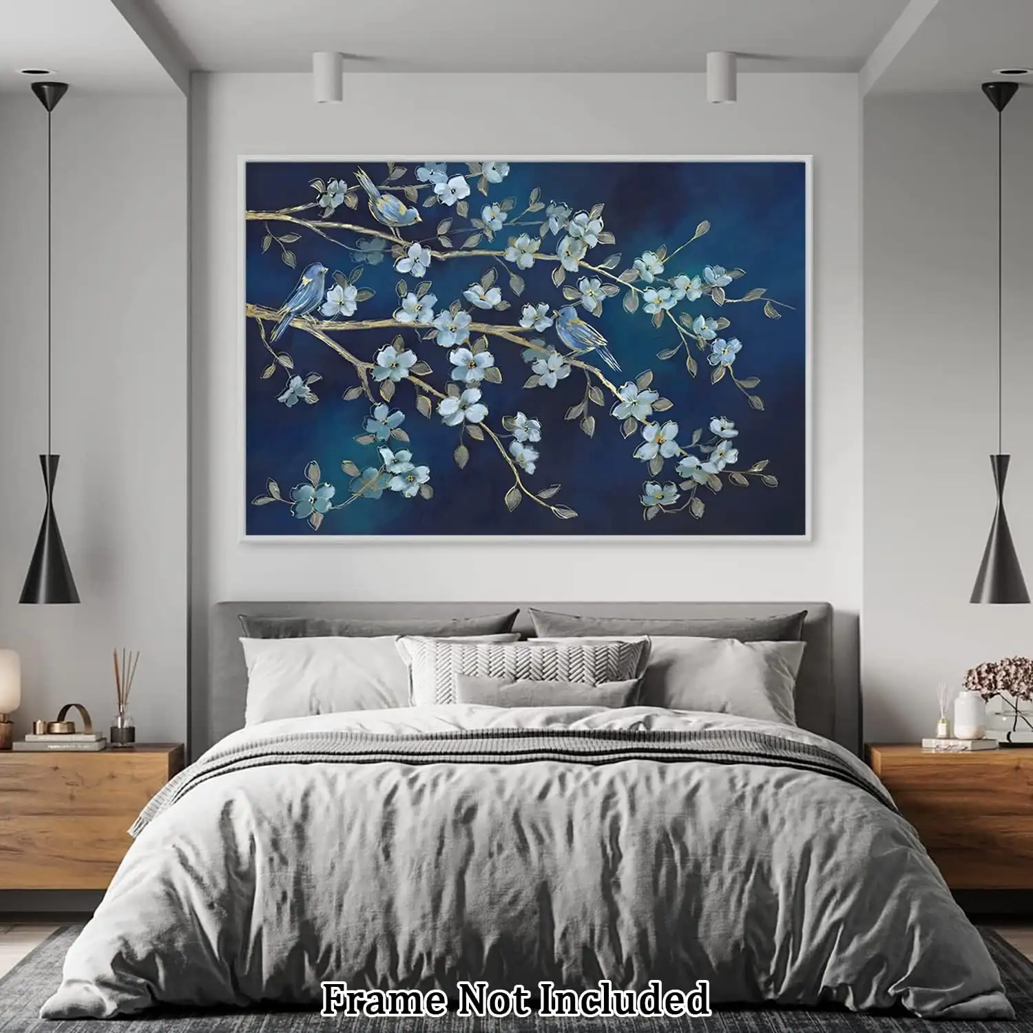 2024 neu großhandel günstig neues design blaue blume leinwand druck amerika kunst wanddekoration malerei für wohnzimmer hotel fotorahmen