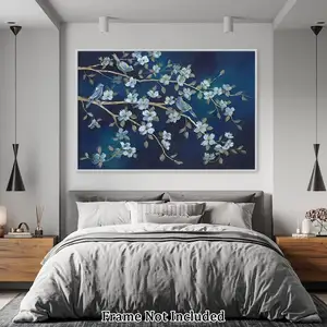 2024新しい卸売安い新しいデザイン青い花キャンバスプリントアメリカアート壁装飾絵画リビングルームホテルフォトフレーム