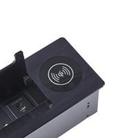 Prise de courant encastrable pour bureau avec module de prise personnalisable, prise escamotable UK US EU AU avec recharge sans fil