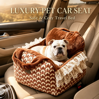Siège auto pour animaux de compagnie, siège surélevé pour chien 2 en 1, lit de voyage pour chiot, fausse fourrure de lapin, coton PP, lavable, bordure en dentelle, pour petits chiens et chats, OEM ODM