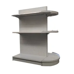 Verified Stainless Steel Metal Semicircle Supermarket Display Shelf Gondola Shelving Retail