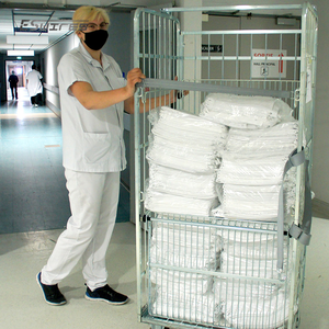 내구성 있는 중형 금속 접이식 세탁물 케이지 트롤리 - Product Image 1