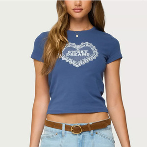 Maßgeschneiderte Großhandels-T-Shirts für Mädchen, Weiß, Kurz Geschnitten, Bulk, Siebdruck, Baumwolle 180 g/m², Eng Anliegendes Crop <span class=keywords><strong>Top</strong></span>, T-Shirts für Damen - Product Image 1