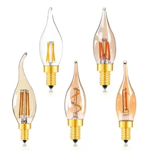 best vintage led bulbs Suppliers-dimmable vintage edison light bulbs E12 E14 E17 DC 110V 2700K 9W C22T Retro Spiral LED Filament Bulb led chandelier bulb