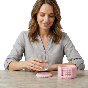 Juego de Posavasos Redondos de Resina, Color Rosa, Antideslizantes, para Protección de Bebidas, Accesorio Moderno para Mesa - Product Image 1