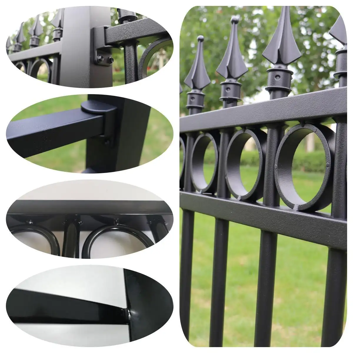 America 6 Foot 3x3 Metal Garden Iron Fence Panels Outdoor Metal Steel tubular Fences Modern Wrought Iron Zinc Steel Fence