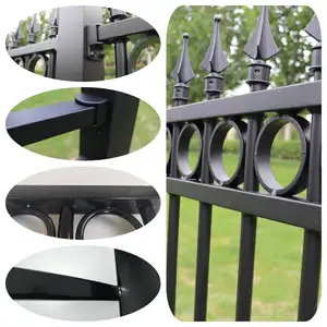 America 6 Foot 3x3 Metal Garden Iron Fence Panels Outdoor Metal Steel Tubular Fences Modern Wrought Iron Zinc Steel Fence
