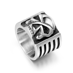 Men's Wide <b>Skull</b> <b>Ring</b> Zinc Alloy SA756 Gift Jewelry Face Design - Product Image 1
