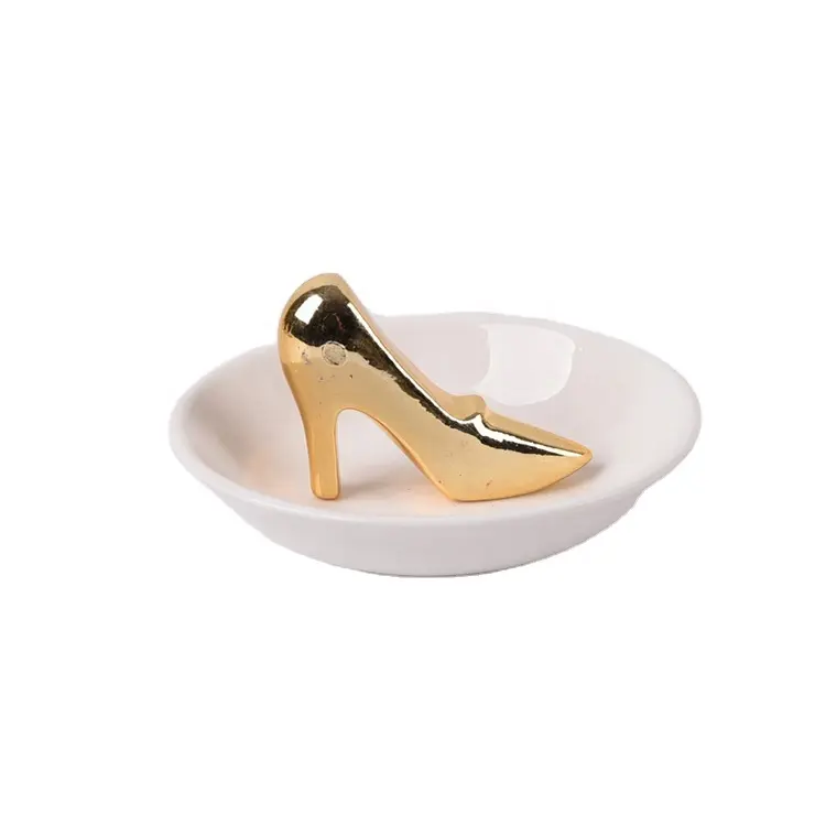 High heeled shoe Designs Ring Holder Jewelry Dish Decorative Ceramic Tray Jewelry Dish with Ring Holder