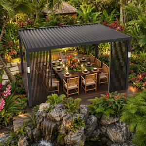 Pergolas modernes de luxe en aluminium thermolaqué pour l'extérieur avec <span class=keywords><strong>toit</strong></span> électrique réglable et gazebo à rupture de pont thermique pour piscine estivale - Product Image 2